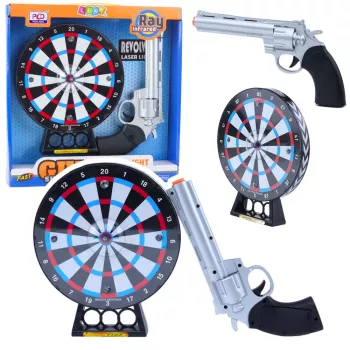 LEAN TOYS Laser Revolver pistoletų rinkinys su taikiniu ir šaudymo žaidimu, šviesos ir garso efektai