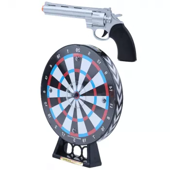 LEAN TOYS Laser Revolver pistoletų rinkinys su taikiniu ir šaudymo žaidimu, šviesos ir garso efektai