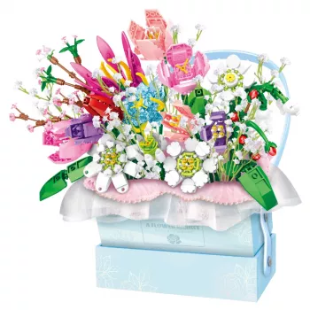 LEAN TOYS Construction Blocks kompozicija dėžutėje Floral Blue LED Box 761vnt.