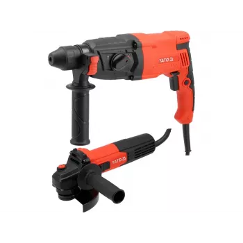 YATO 900W SDS+ sukamasis plaktukas ir 125 mm 750W kampinis šlifuoklis rinkinys