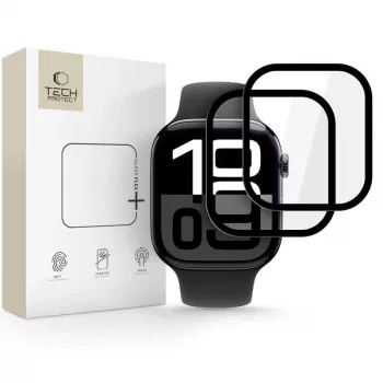 Tech-Protect Glass Flex+ ekrano apsauga, skirta Apple Watch 10/11 (46 mm), 2 vnt., juoda
