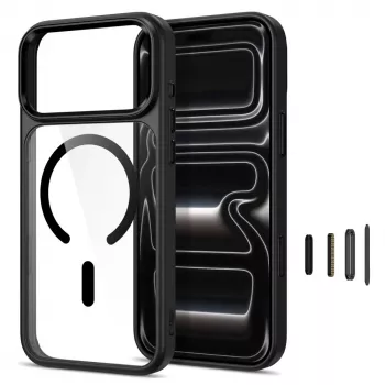 Tech-Protect Magmat MagSafe dėklas, skirtas iPhone 17 Pro / 18 Pro, juodas / skaidrus