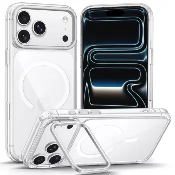 TECH-PROTECT MAGSTAND MagSafe skaidrus dėklas, skirtas iPhone 17 Pro / 18 Pro su sulankstoma kojelyte