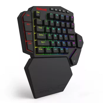 Redragon K585RGB-M DITI Magnetic vienos rankos RGB mechaninė žaidimų klaviatūra, 42 klavišai, Outemu Blue jungikliai, nuimama magnetinė riešo atrama, USB-C, juoda