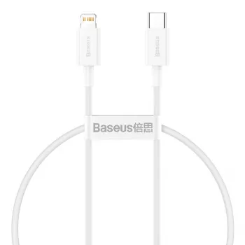 Baseus Superior Series USB-C į Lightning laidas 0,25 m baltas, 20W PD greitas įkrovimas ir duomenų sinchronizavimas