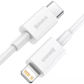 Baseus Superior Series USB-C į Lightning laidas 0,25 m baltas, 20W PD greitas įkrovimas ir duomenų sinchronizavimas