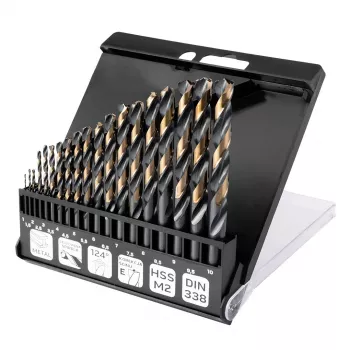 NEO TOOLS HSS-CNC metalo grąžtų rinkinys, 124°, Pro-Tec, 1,0–10,0 mm, 19 vnt.