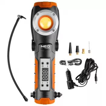 NEO TOOLS 99-130 800 lm įkraunamas darbo žibintas su įmontuotu oro kompresoriumi