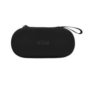 Retroid Carry Case, skirtas Retroid Pocket 6 – juodas EVA kieto korpuso apsauginis kelioninis dėklas su tinklelio kišene ir riešo dirželiu