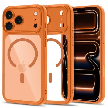 TECH-PROTECT MagPeak MagSafe skaidrus dėklas, skirtas iPhone 17 Pro / 18 Pro - Cosmic Orange