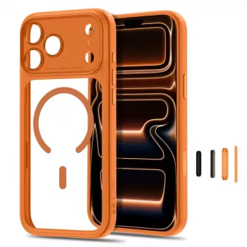 TECH-PROTECT MagPeak MagSafe skaidrus dėklas, skirtas iPhone 17 Pro / 18 Pro - Cosmic Orange