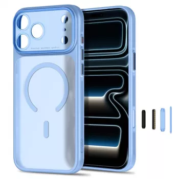 TECH-PROTECT MagPrime MagSafe skaidrus dėklas, skirtas iPhone 17 Pro Max / 18 Pro Max - matinė šviesiai mėlyna