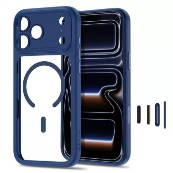 TECH-PROTECT MagPeak MagSafe skaidrus dangtelis, skirtas iPhone 17 Pro Max / 18 Pro Max – giliai mėlynas