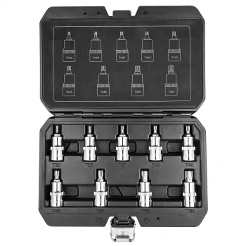 NEO TOOLS 9 dalių Torx lizdinių antgalių rinkinys, 1/2 inch pavara, 55 mm, T20-T60, CrV plienas