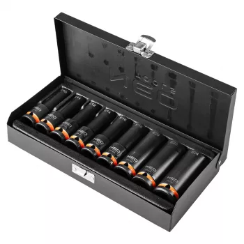 NEO TOOLS Impact Sockets 1/2 colio pavara, E10-E24 išorinis Torx, 9 vnt. rinkinys, CrMo