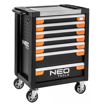 NEO TOOLS 7 stalčių įrankių spinta PRO 84-220 | 280 kg apkrova, rutuliniais kreiptuvais, raudona/juoda