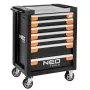 NEO TOOLS 7 stalčių įrankių spinta PRO 84-220 | 280 kg apkrova, rutuliniais kreiptuvais, raudona/juoda