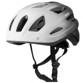 Vayox Active dviračių šalmas su LED šviesa, baltas-juodas, M dydis (54-58 cm)