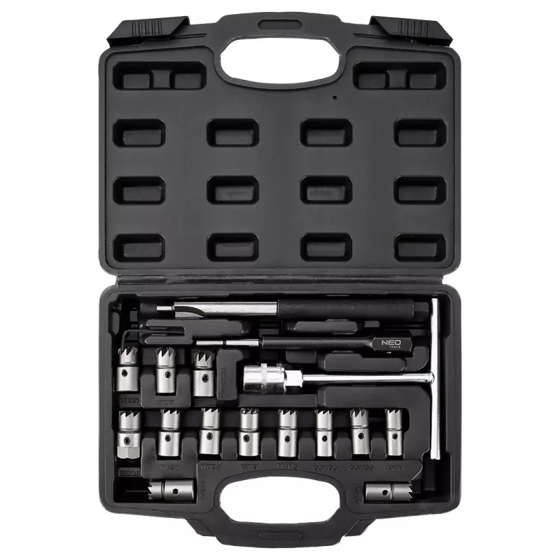 NEO TOOLS 11-885 Purkštukų lizdų valymo pjaustytuvų rinkinys - 17 vnt.