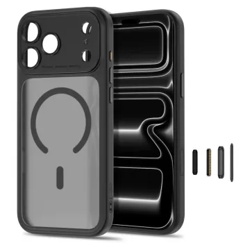 TECH-PROTECT MagPeak MagSafe skaidrus dėklas, skirtas iPhone 17 Pro / 18 Pro, matinė juoda