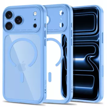 TECH-PROTECT MagPeak MagSafe skaidrus dėklas, skirtas iPhone 17 Pro Max / 18 Pro Max - šviesiai mėlynas