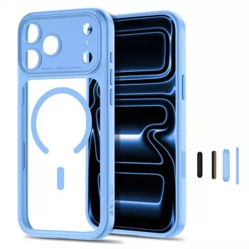 TECH-PROTECT MagPeak MagSafe skaidrus dėklas, skirtas iPhone 17 Pro Max / 18 Pro Max - šviesiai mėlynas