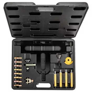 NEO TOOLS 15 dalių variklio paskirstymo fiksavimo rinkinys BMW benzininiams varikliams (N40, N42, N45, N46, N46T, N51, N52, N53, N54, N55) su VANOS derinimu, grūdintas plienas, dėklas su įdėklais