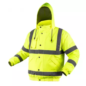 NEO TOOLS 81-712-M Įspėjamoji bomber tipo darbo striukė, lengvai izoliuota, fluorescencinė geltona, M dydis