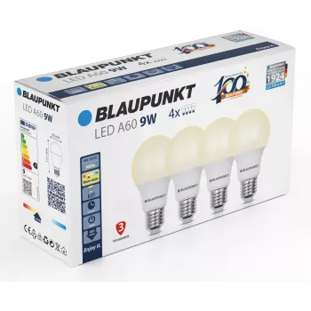 Blaupunkt LED lemputė E27 A60 9W, 900 lm, 2700 K, 4 vnt. (BLAUPUNKT-E27-9W-WW-4)