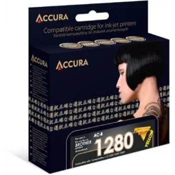 Accura geltona suderinama rašalo kasetė Brother LC1280XLY/LC1240Y/LC1220Y (didelės išeigos, 1200 puslapių)