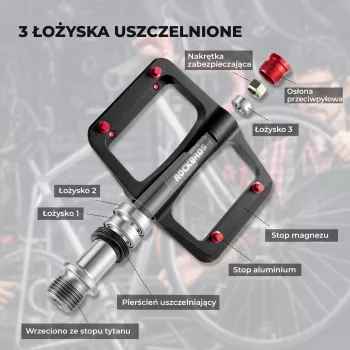 ROCKBROS BP2603 platforminiai pedalai su titano ašimi ir magnio korpusu - juodi