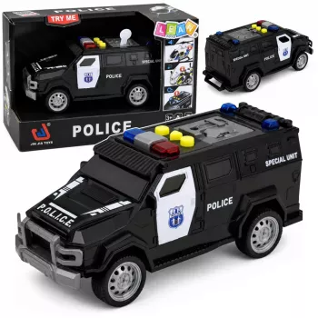 LEAN TOYS policijos automobilis Special Vehicle 1:32 mastelio, juodas su šviesomis ir garsais