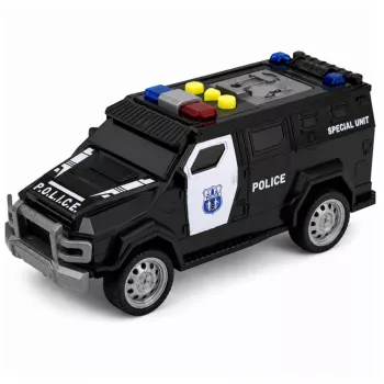 LEAN TOYS policijos automobilis Special Vehicle 1:32 mastelio, juodas su šviesomis ir garsais
