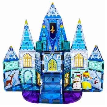 LEAN TOYS Magnetiniai konstruktoriaus blokeliai Ledinės princesės pilis mėlyna 47 vnt.