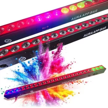 LIGHT4ME AURA APP BAR dekoratyvinė LED šviesos juosta su Bluetooth programėle, 16 RGB LED, muzikos sinchronizacija, USB-C, juoda