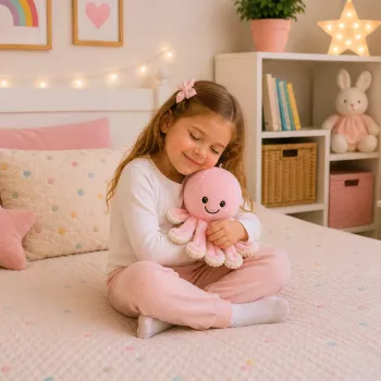 LEAN TOYS minkštas aštuonkojis su tampriais čiuptuvais, švelniai rožinis apkabinimo žaislas, 30 cm