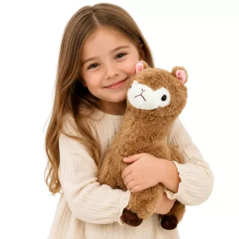 LEAN TOYS minkšta alpakos lama žaislas minkštu kailiu smėlio spalvos 38 cm
