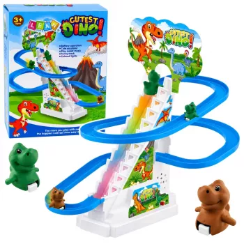 LEAN TOYS takelio dinozauras čiuožykla judantys laiptai figūrėlės šviesos garsai
