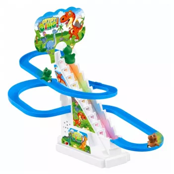 LEAN TOYS takelio dinozauras čiuožykla judantys laiptai figūrėlės šviesos garsai