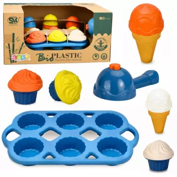LEAN TOYS Ekologiškas medinis ledų gaminimo rinkinys vaikams, 26 dalių