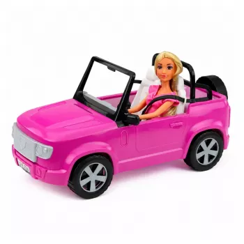 LEAN TOYS Anlily lėlė su kabrioletu violetinė su telefono laikikliu ir ausinėmis