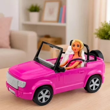 LEAN TOYS Anlily lėlė su kabrioletu violetinė su telefono laikikliu ir ausinėmis