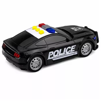 LEAN TOYS Policijos automobilis su šviesomis ir garsu, juodas, 1:32 mastelis