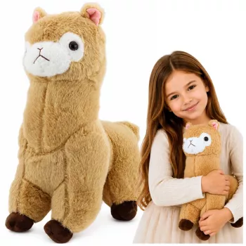 LEAN TOYS Alpakos lama minkštas žaislas 38 cm, kreminės spalvos