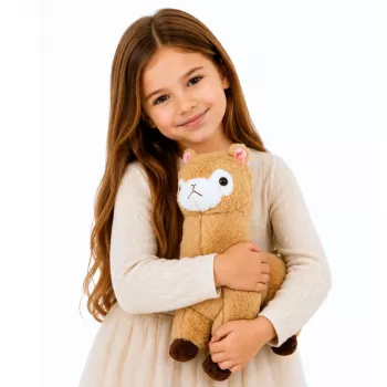 LEAN TOYS Alpakos lama minkštas žaislas 38 cm, kreminės spalvos