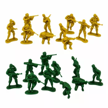 LEAN TOYS karinis rinkinys su kareiviais, transporto priemonėmis, baze ir bokštu - 46 vnt.