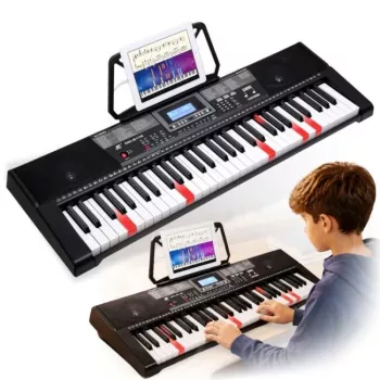 MK 2115 Mokomasis nešiojamas 37 klavišų elektroninis pianinas su 8 tembrais, 8 ritmais, 4 demonstracinėmis dainomis, mikrofono įvestimi, juodas