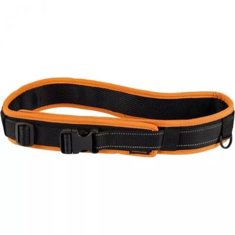Fiskars 1003626 Functional Form diržas įrankiams su greito atsegimo sagtimi, reguliuojamas iki 120 cm, patvarus vandenį atstumiantis poliesteris, daug kišenių ir kilpų, juoda/oranžinė