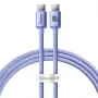 Baseus USB-C į USB-C Crystal Shine 100W PD greito įkrovimo ir duomenų kabelis, 1,2 m, violetinis