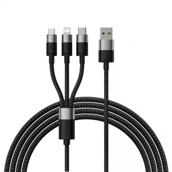 Baseus StarSpeed USB 3-in-1 daugiafunkcis įkrovimo laidas USB-C + Micro USB + Lightning 3.5A 1,2m juodas